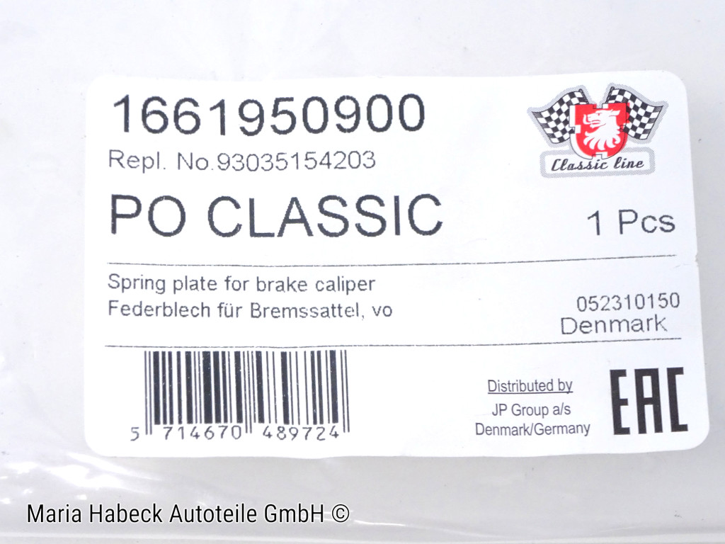 JP Federblech  Brembo Bremssattel 3,3 Turbo vorn  unten   93035154203