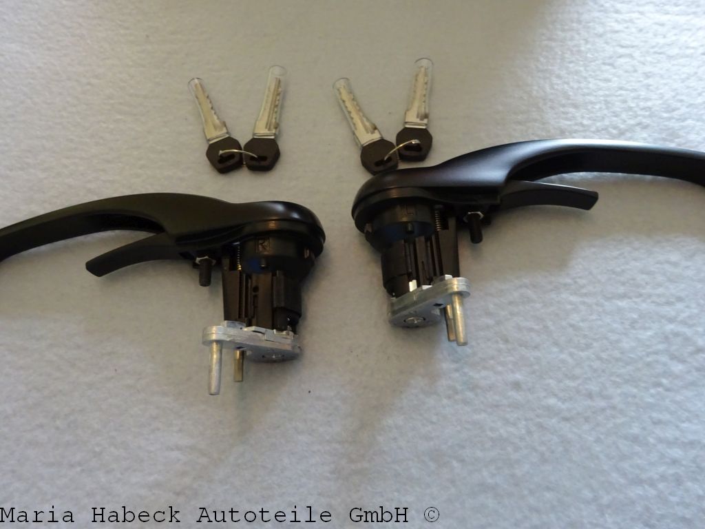 Door handle set with lock cylinder and keys, black, left/right  78-94