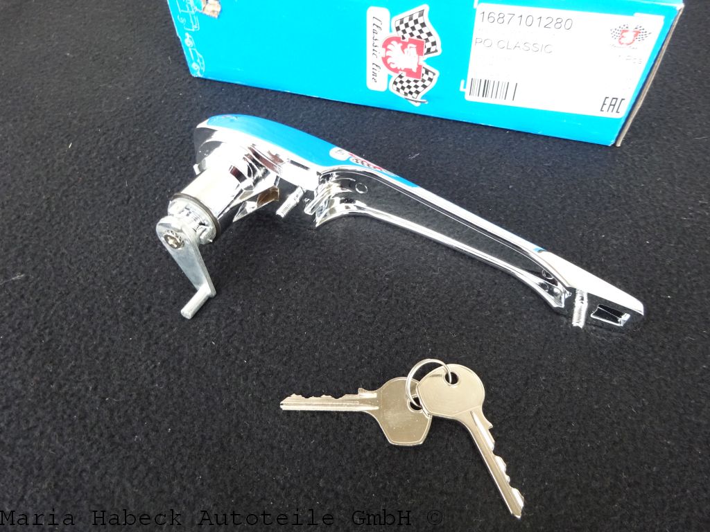 JP Outer door handle with lock cylinder and key right chrome 911 year 68-69