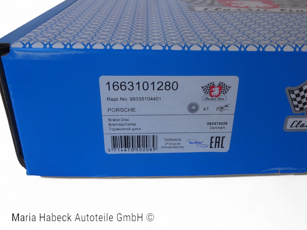 JP brake disk FA right  for Porsche 993 all 3,6 / 3,8  1663101280  99335104401 JP brake disk FA right  for Porsche 993 all 3,6 / 3,8  1663101280  99335104401