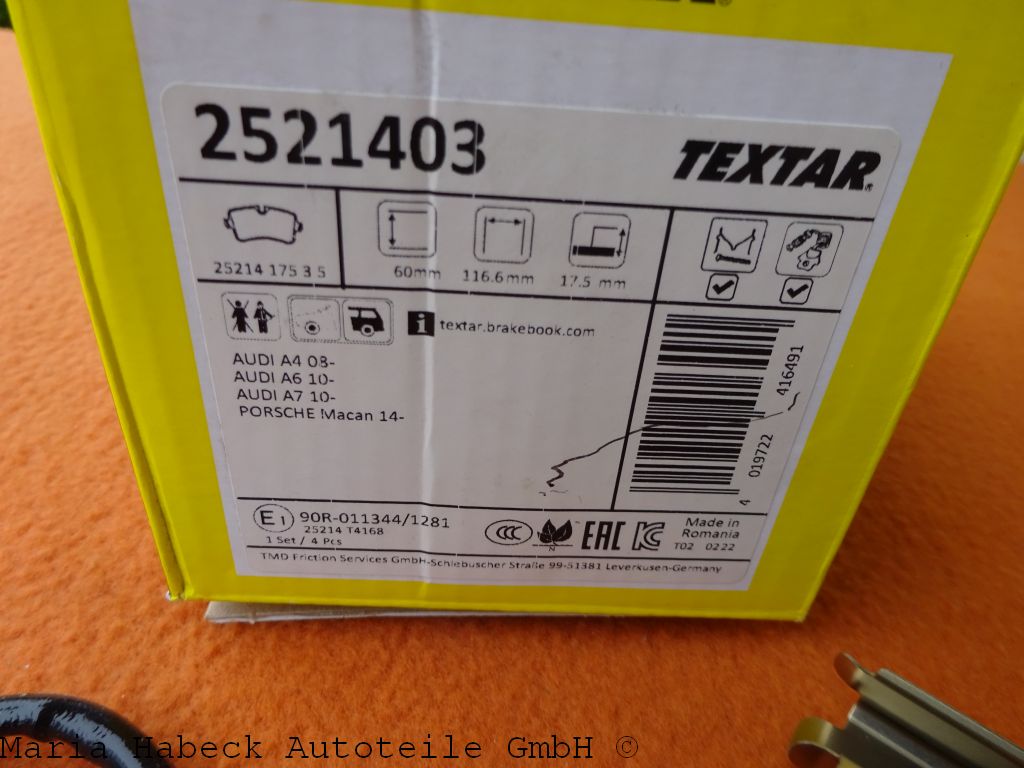 Textar Bremsbelag Macan 95B hinten   2521403