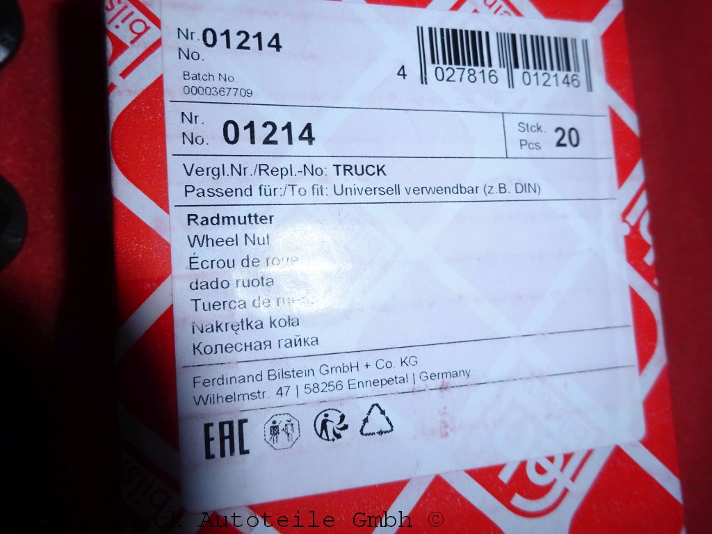 Febi wheel nut in steel for steel rims set 20 pcs ball collar 01214