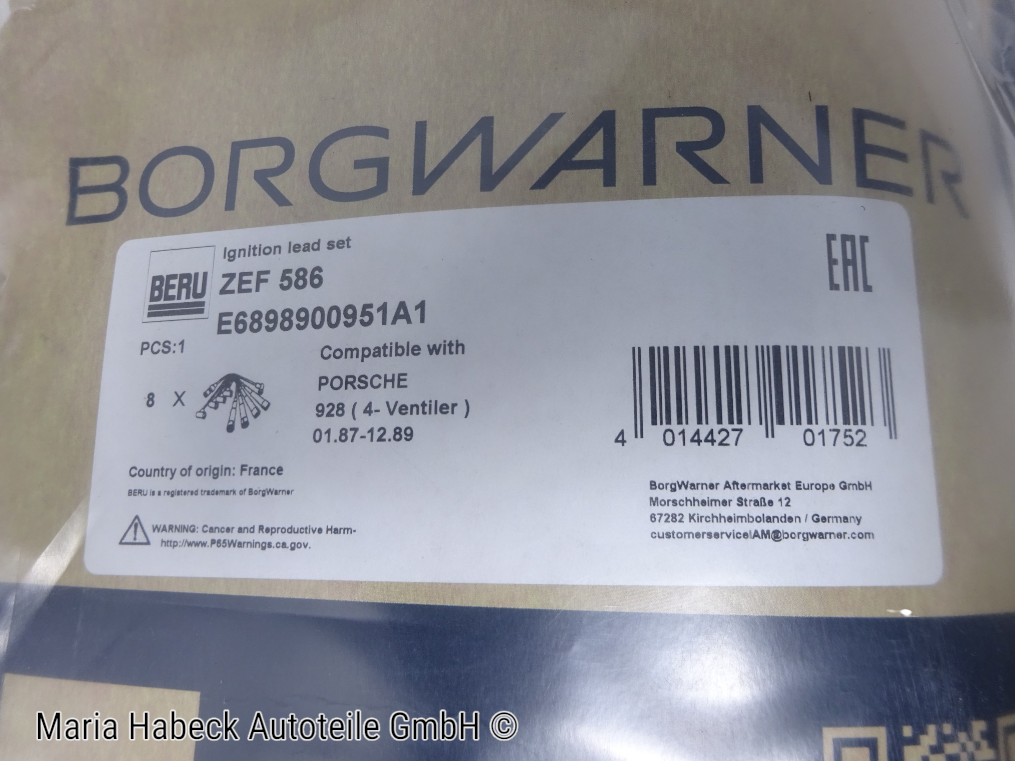 Beru Zündkabelsatz ZEF 586  für Porsche 928 S4 GT / GTS Bj. 87-95  92860204000