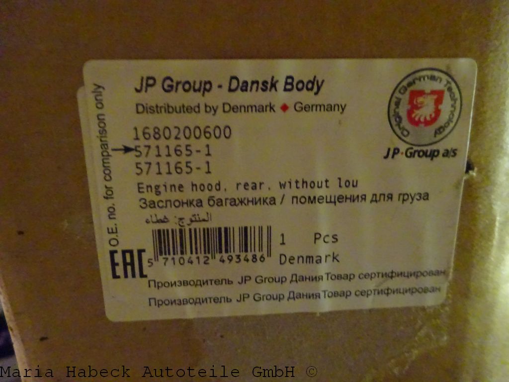 JP tailgate bonnet -without louvers- 356 B-T6 Coupe 571165-1 JP tailgate bonnet -without louvers- 356 B-T6 Coupe 571165-1