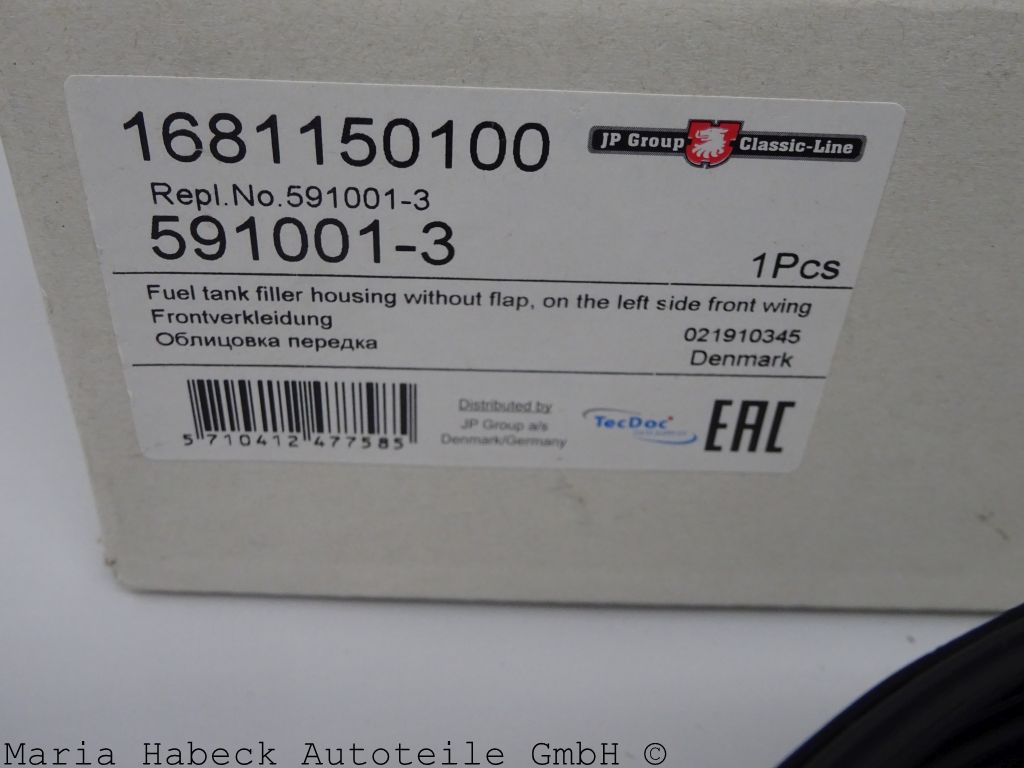 JP Kotflügel Rep Blech Einfüllstutzen ohne Tankklappe  Porsche 911  591001-3