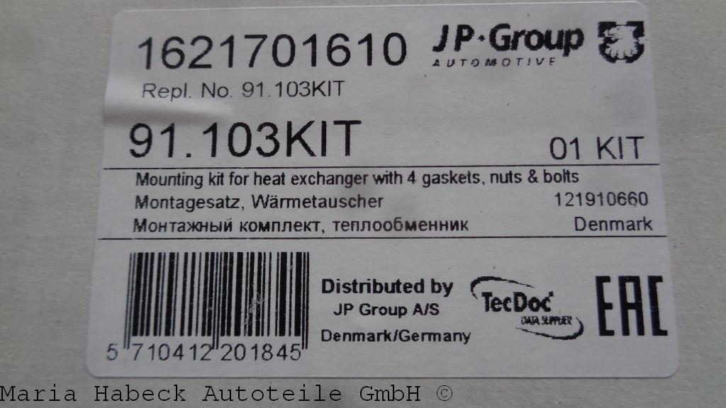 Mounting kit for heat exchangers 911 3,0-3,3 Turbo 91.103 KIT