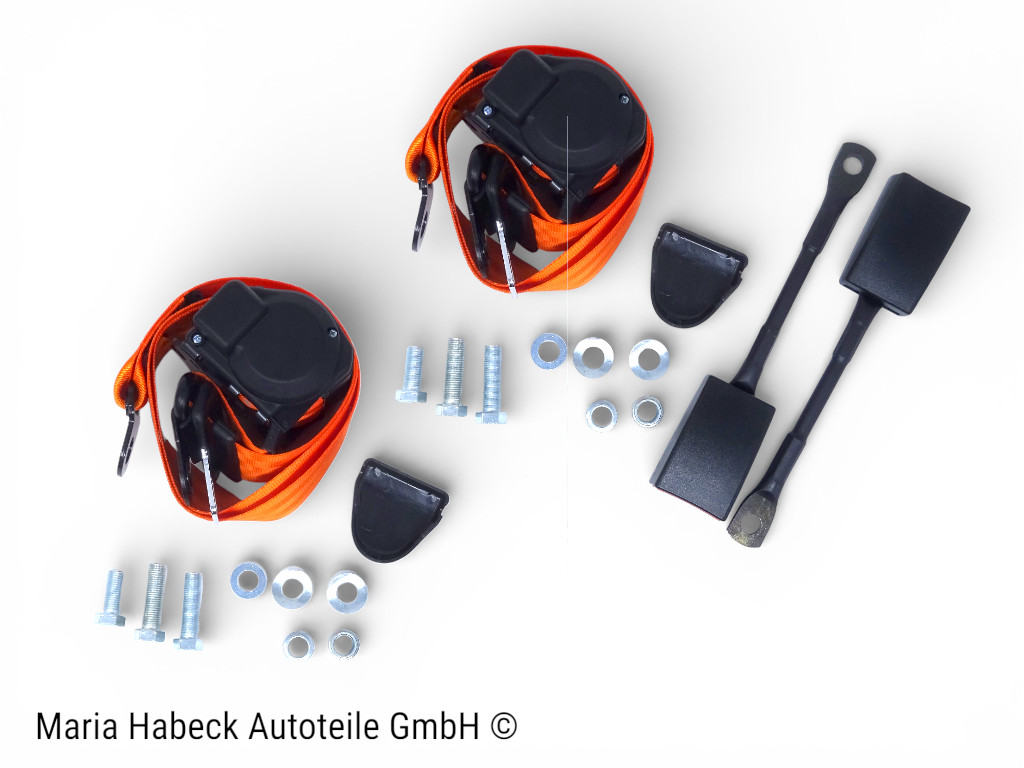 S-Trim Sicherheitsgurt 3-Punkt Orange SET 2 Stck kompl. Porsche 914  91480345511
