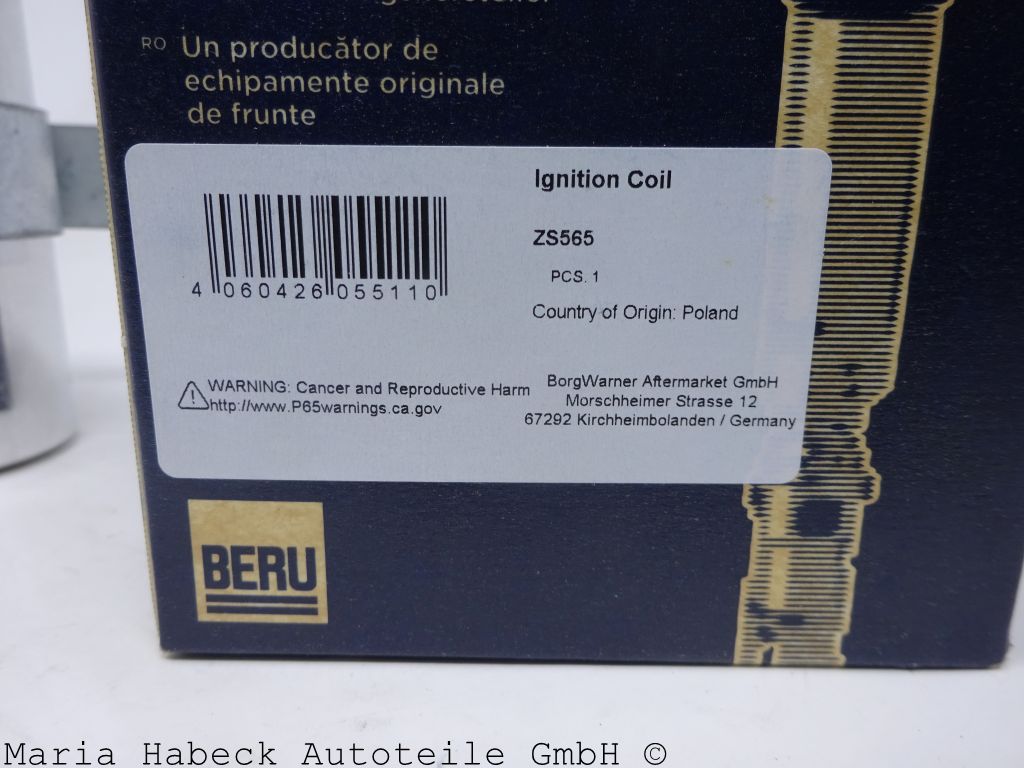 Beru Zündspule  Porsche 911  VW  Mercedes  ZS 565   90160210200