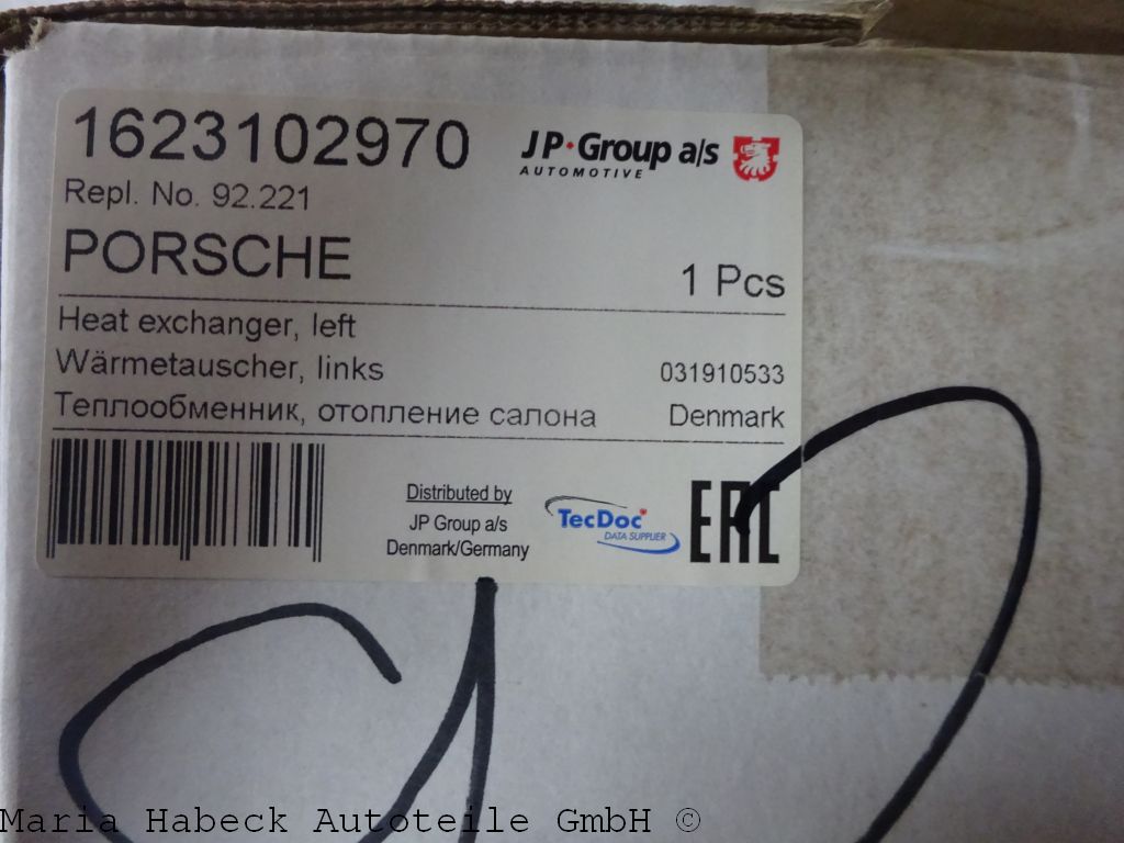 JP Heat Exchanger Porsche 356 left 92.221 61621100301