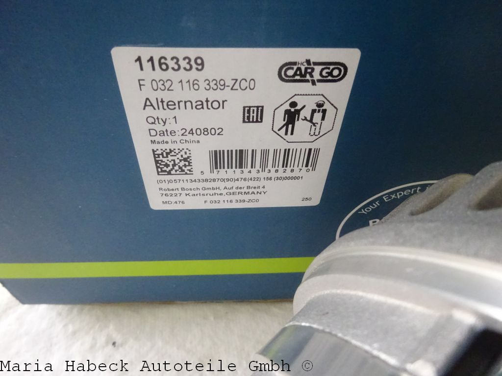 Bosch Cargo alternator Porsche 964 / 993 14V 115 Ah 96460315601