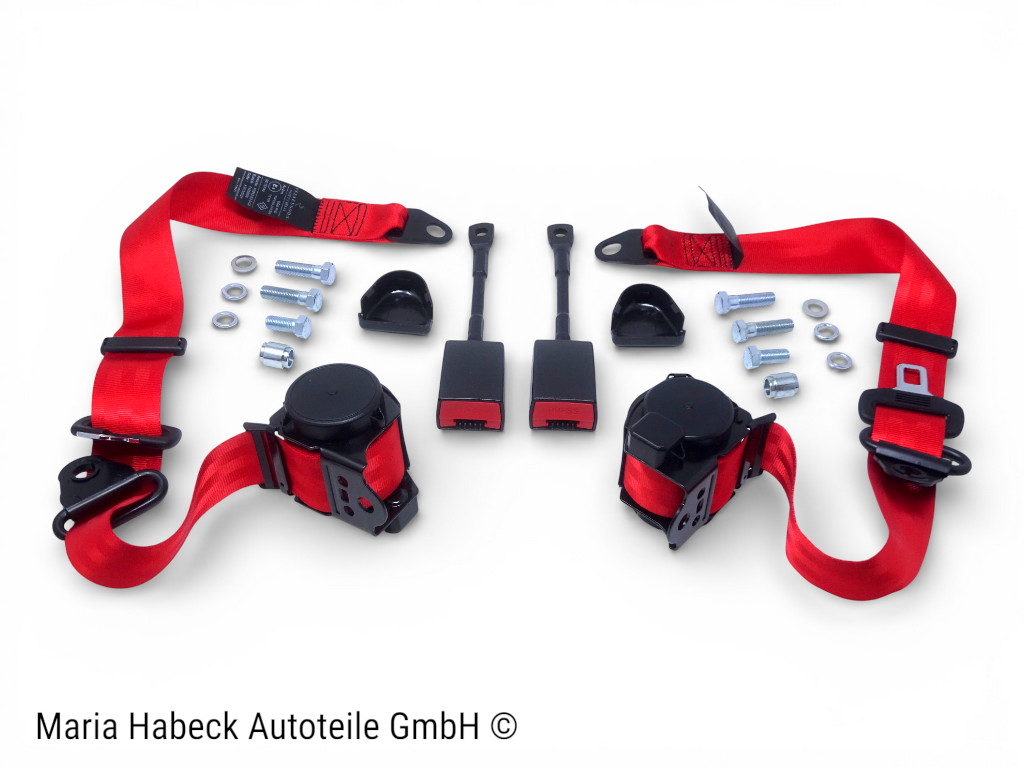 S-Trim Sicherheitsgurt 3-Punkt Rot SET 2 Stck kompl.  Porsche 914  91480345511