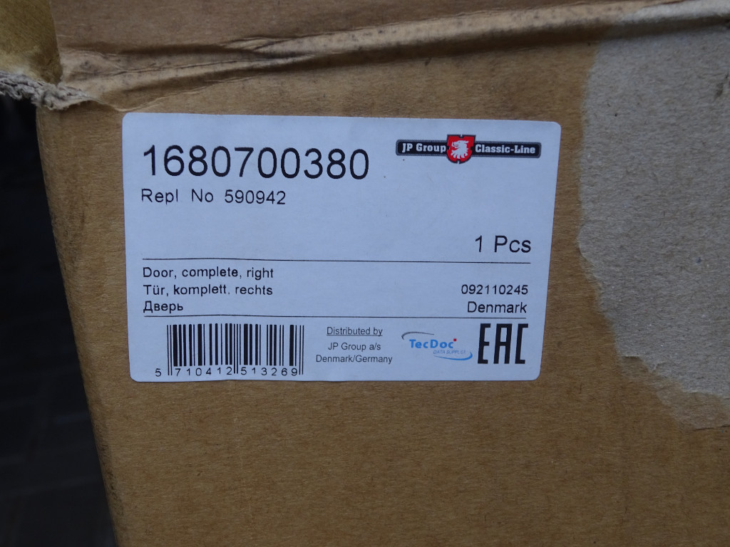 JP Door complete right 911 year 65-68 590942 90153100621