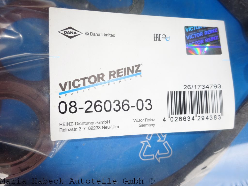 Reinz crankcase gasket set Porsche 968 from 1992 08-26036-03 9441009010