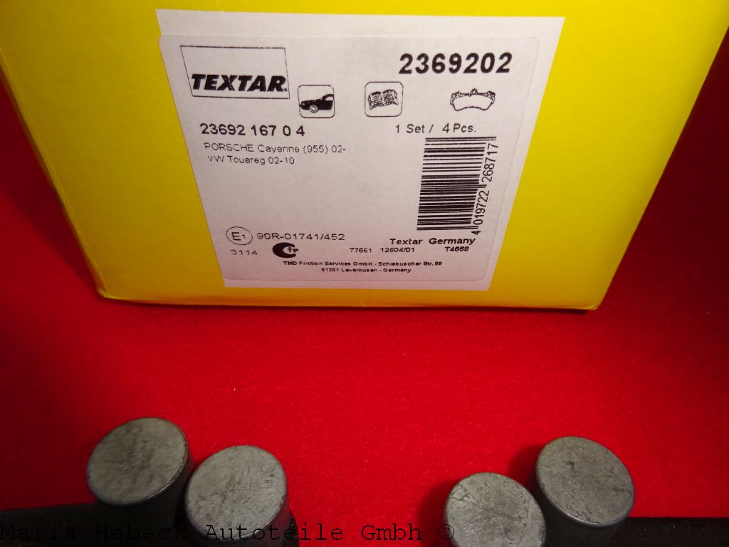 Textar brake pad VA for Porsche Cayenne 9PA PR-1LK 2369202 955698151 Textar brake pad VA for Porsche Cayenne 9PA PR-1LK 2369202 955698151