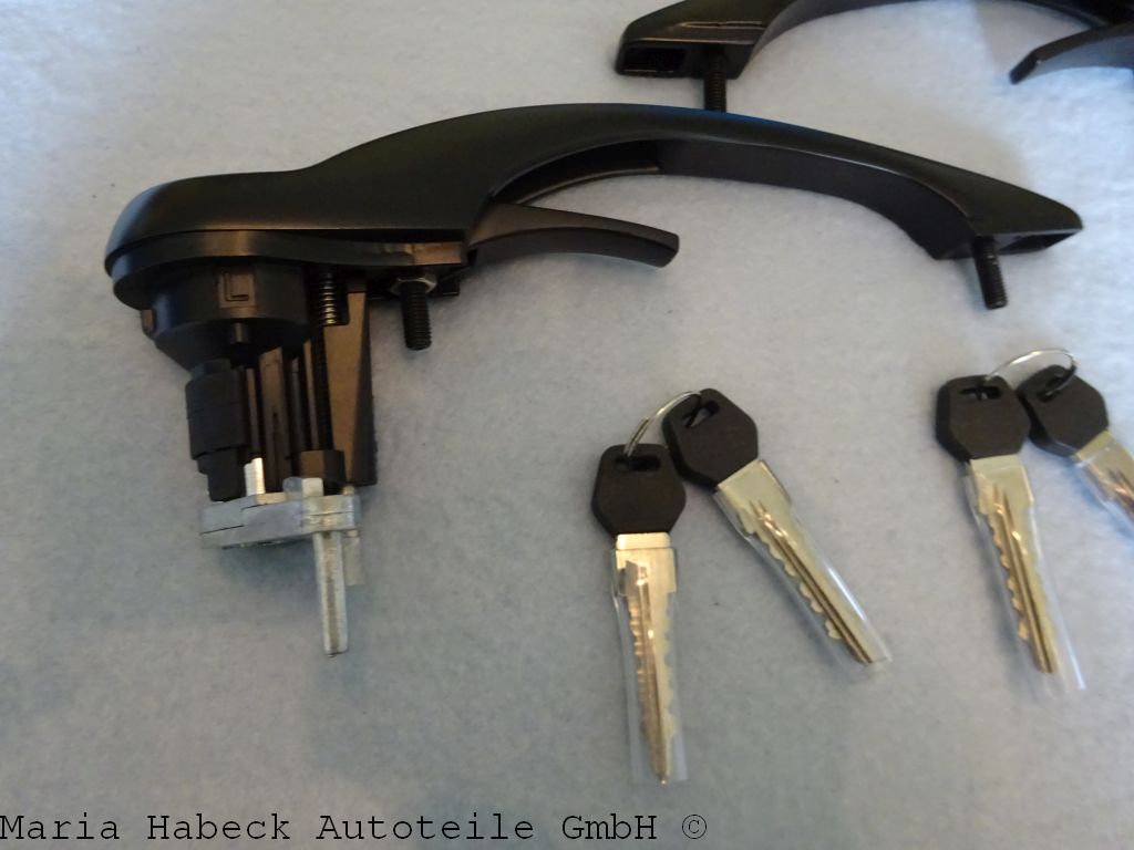 Door handle set with lock cylinder and keys, black, left/right  78-94