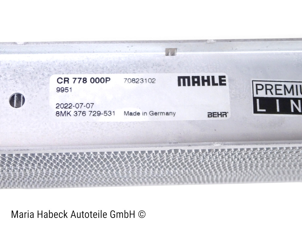 Mahle Wasserkühler Mitte  für Porsche 997 / 987 / 987C  CR778000P 99710603702