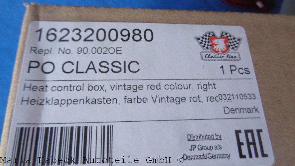 JP Heizklappenkasten rechts Vintage rot 911/ 912 Bj. 65-82   90.002OE JP Heizklappenkasten rechts Vintage rot 911/ 912 Bj. 65-82   90.002OE