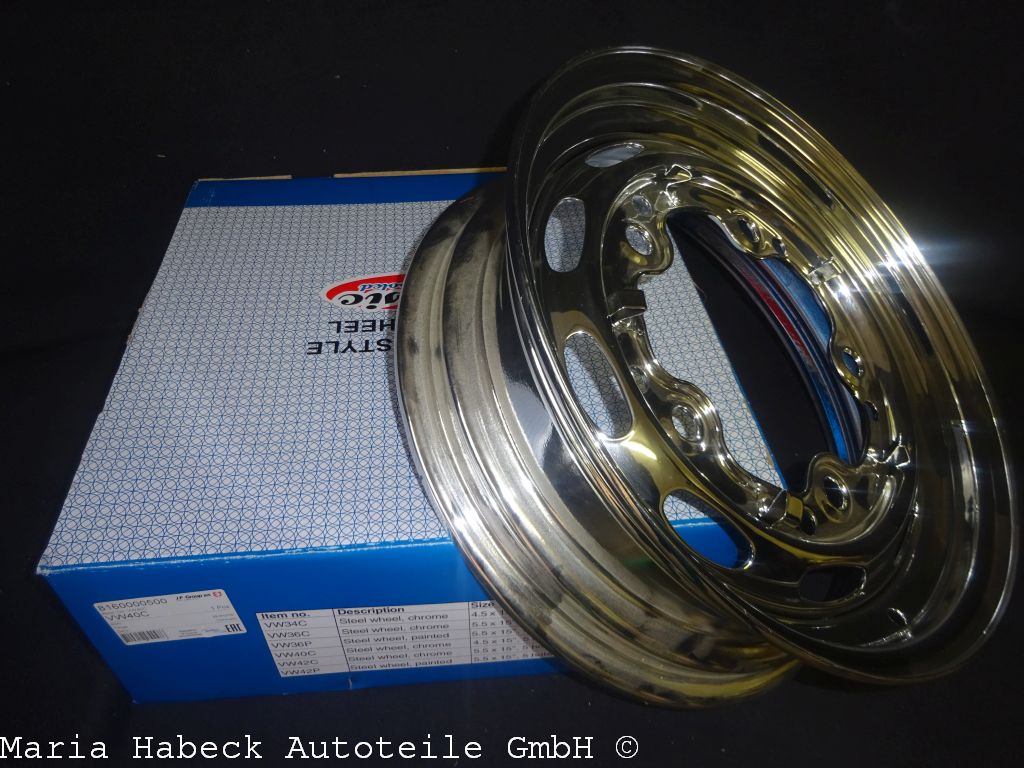 JP Steel Rim 356 4.5 X 15 5 Hole Chrome VW 40C VW 111601025F