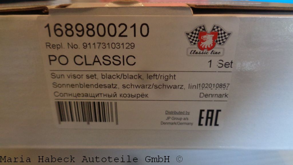 JP Sun visor SET black  911Coupe   68-77 1689800210 JP Sun visor SET black  911Coupe   68-77 1689800210