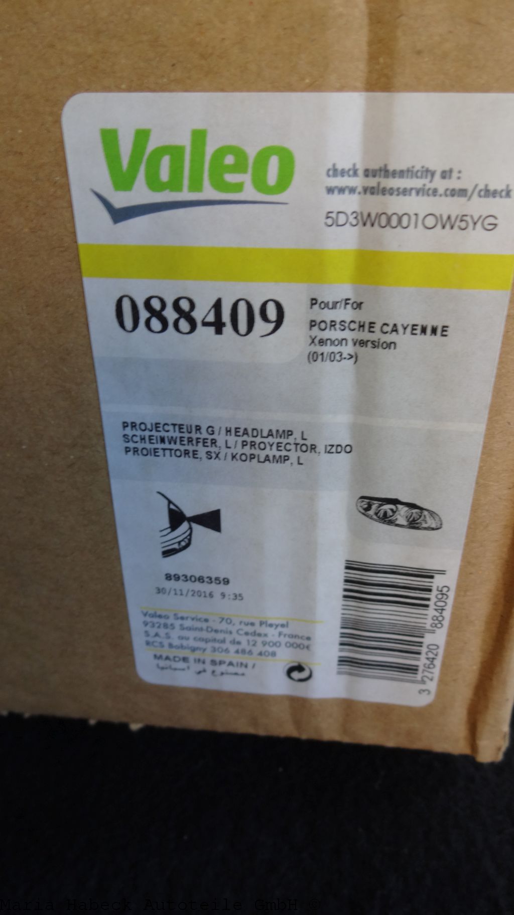 Valeo headlight left Cayenne 9PA BI-Xenon 088409