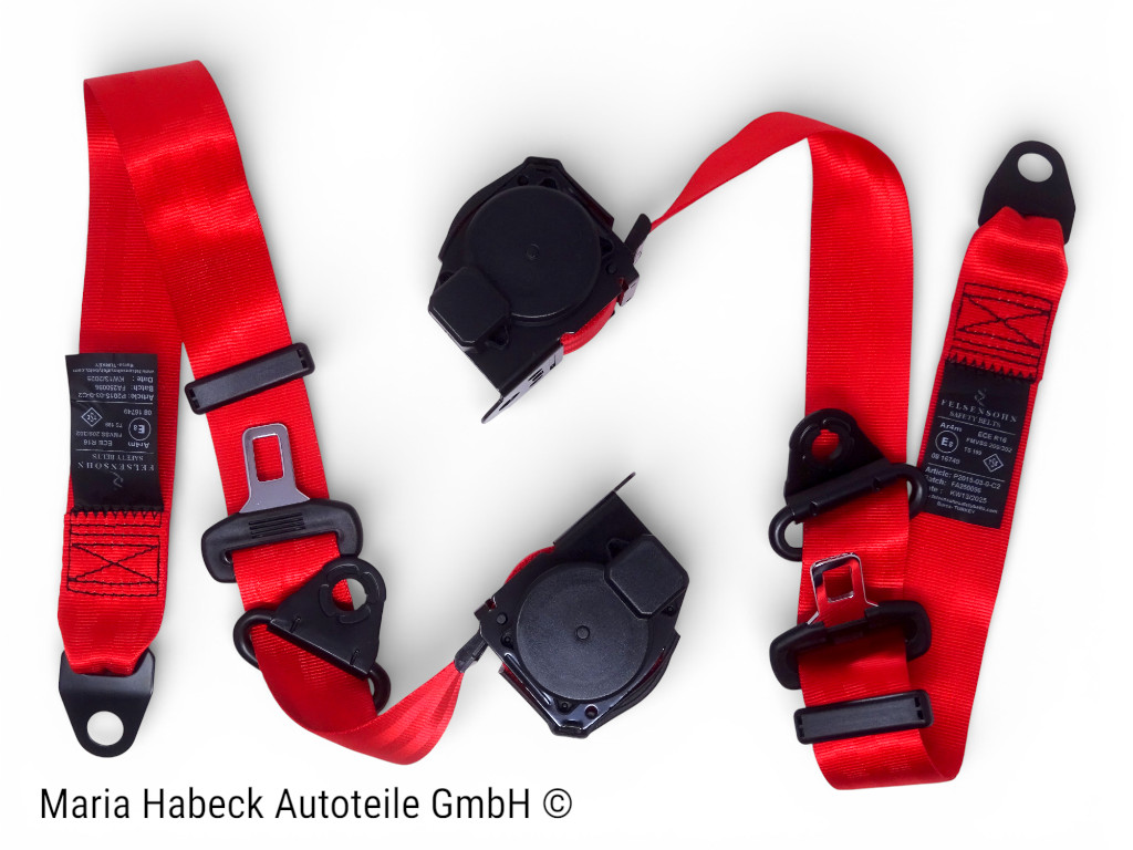 S-Trim Sicherheitsgurt 3-Punkt Rot SET 2 Stck kompl.  Porsche 914  91480345511