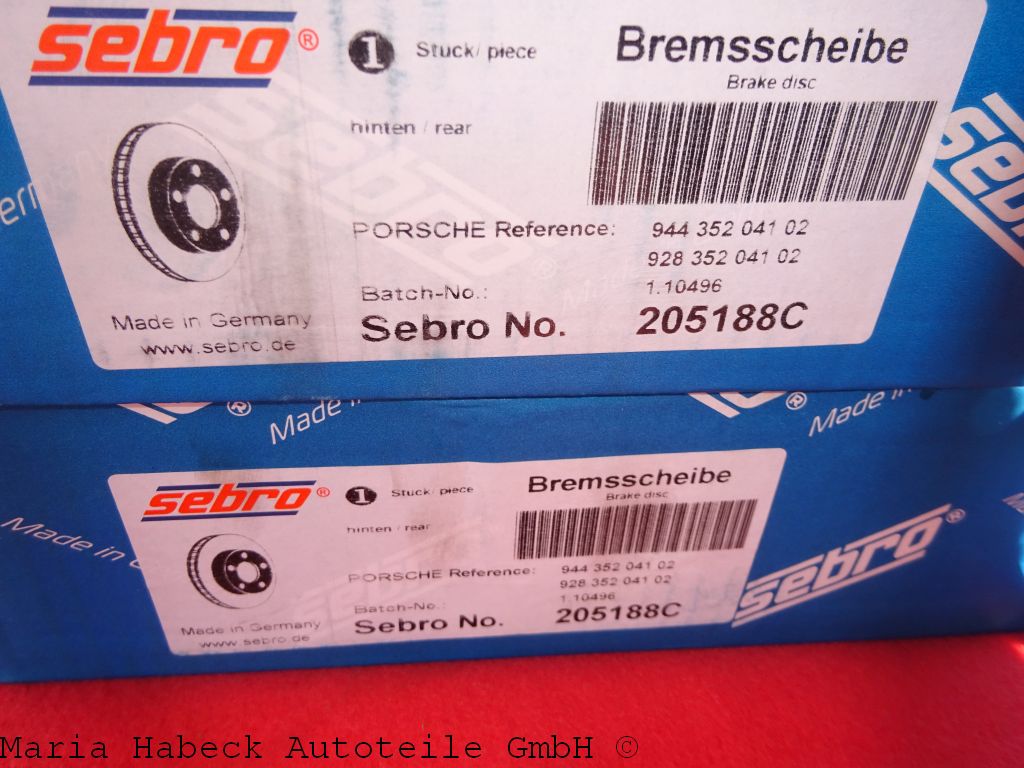 Sebro Brake Discs SET 2 Porsche 924S/924GT/944/944S/928 HA 205188C Sebro Brake Discs SET 2 Porsche 924S/924GT/944/944S/928 HA 205188C