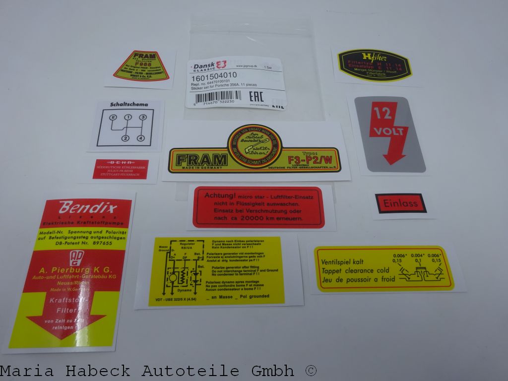 JP sticker set engine bay filter 11 pcs for Porsche 356 A yr 55-61 ...