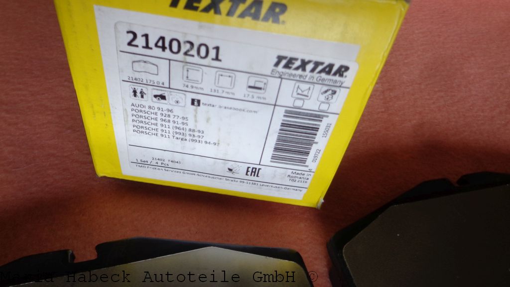 Textar Brake pad set  front  993 Turbo  2140201   T4045 Textar Brake pad set  front  993 Turbo  2140201   T4045