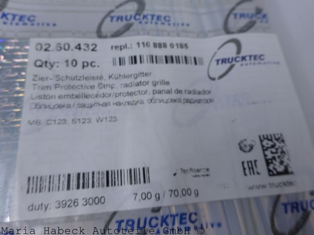 Trucktec  Kühlergrill-Zierleiste   MERCEDES-BENZ Baureihe 123  1168880185