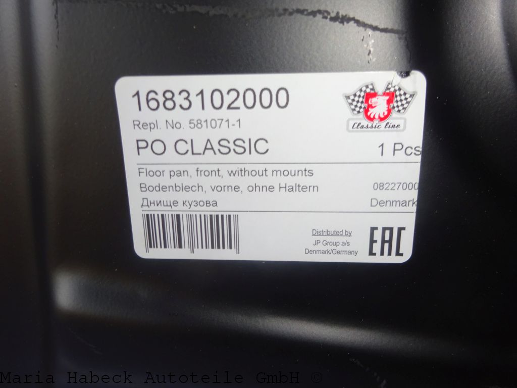 JP front floor panel  for Porsche 914 all model years  581071-1  91450193923 JP front floor panel  for Porsche 914 all model years  581071-1  91450193923