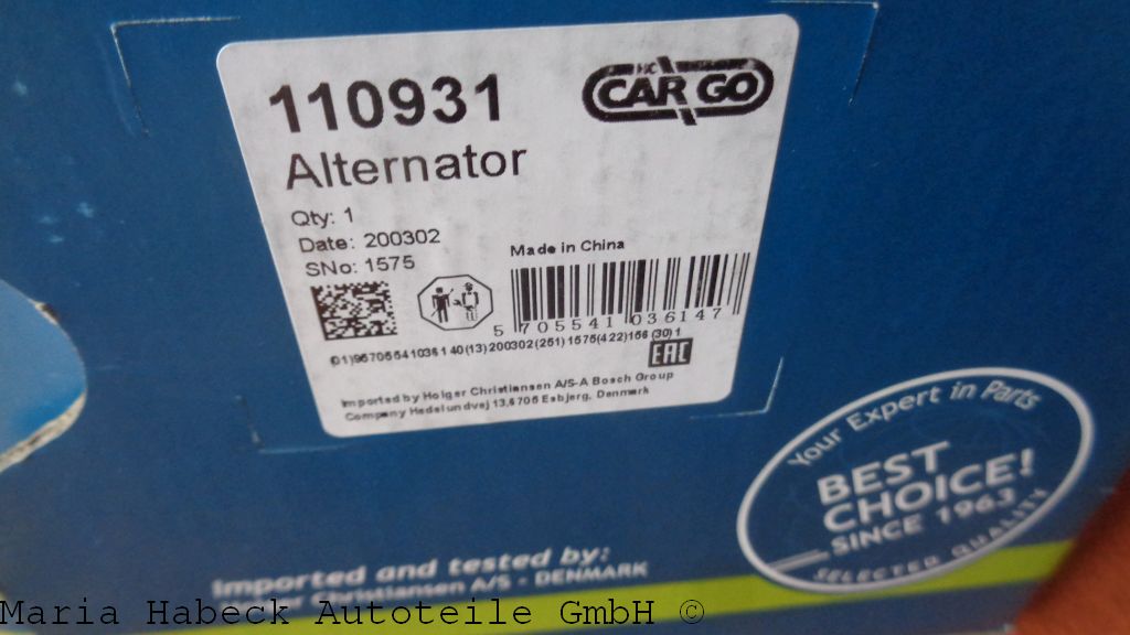 Valeo alternator Porsche 911 3.0SC 14V 75 Ah 110931 91160312002