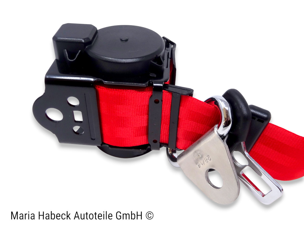 S-Trim 3-Punkt Sicherheitsgurt mit Befestigung Rot  für Porsche 911 Bj. 69-73