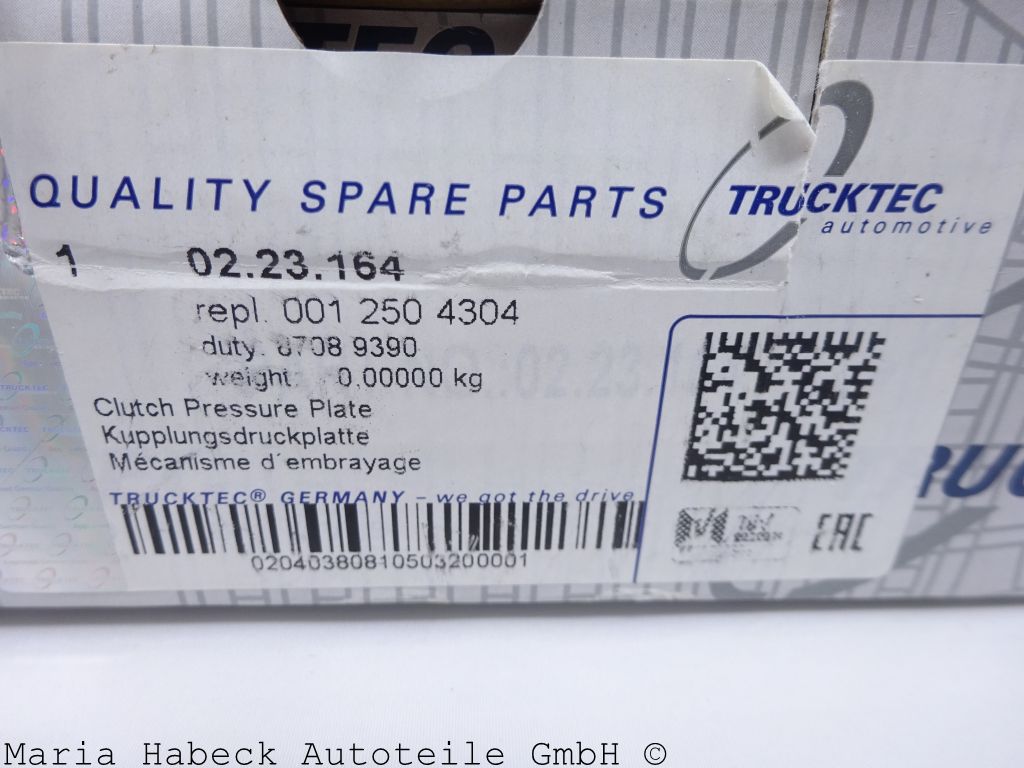 Trucktec  Kupplungsdruckplatte Mercedes  W123,124,201,202  02.23.164  0012504304