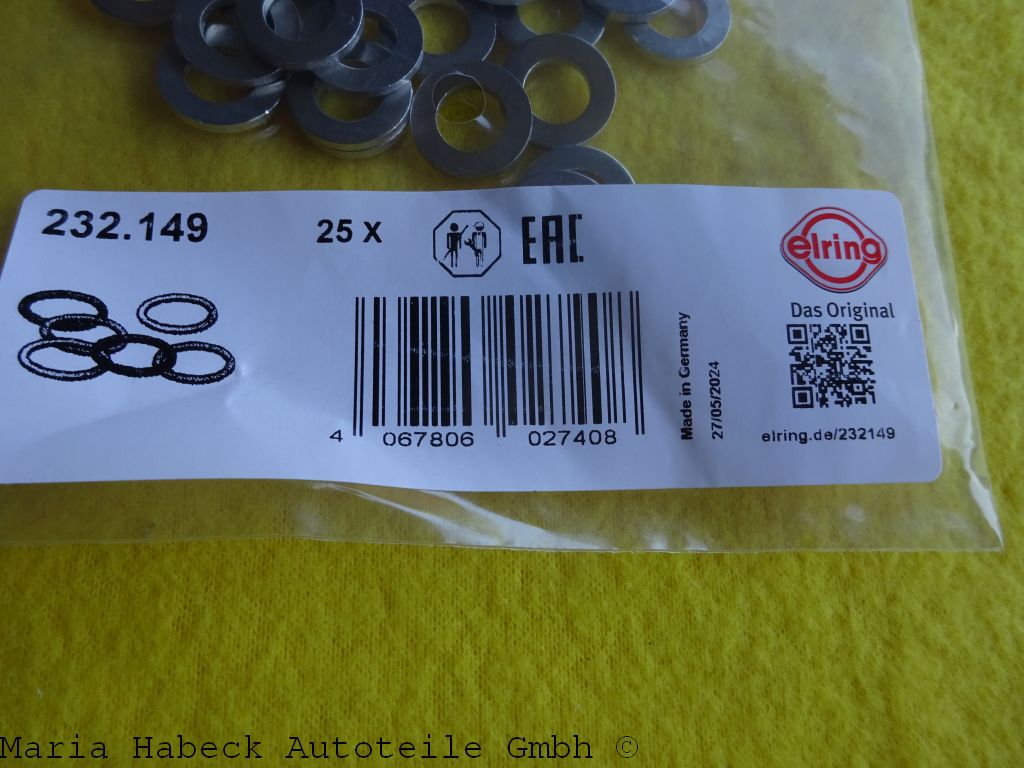 Elring aluminum washer 232.149 SET 25 pieces M8 year 65-89 90003101430 Elring aluminum washer 232.149 SET 25 pieces M8 year 65-89 90003101430