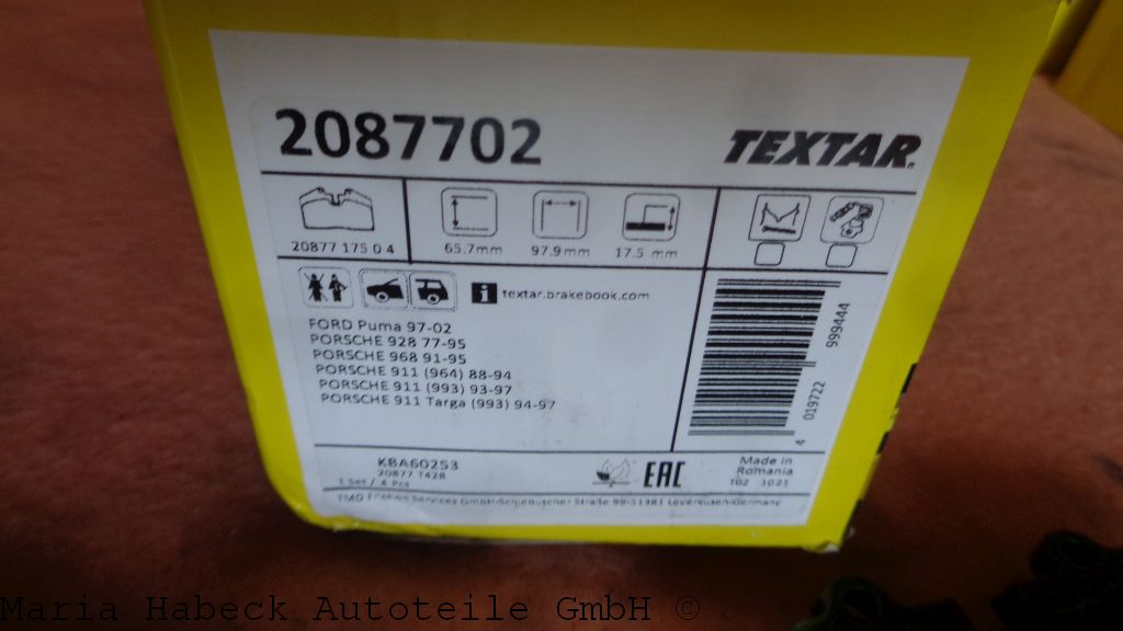 Textar brake pad rear   2087702      965 352 939 04 Textar brake pad rear   2087702      965 352 939 04