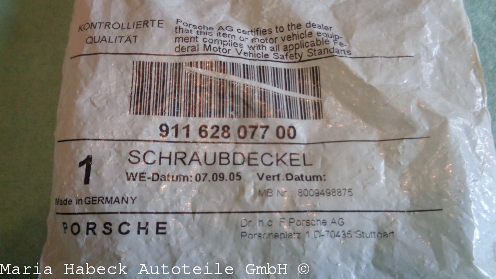 OE Verschlußdeckel für Intensivreinigung  für Porsche 911 / 993  91162807700