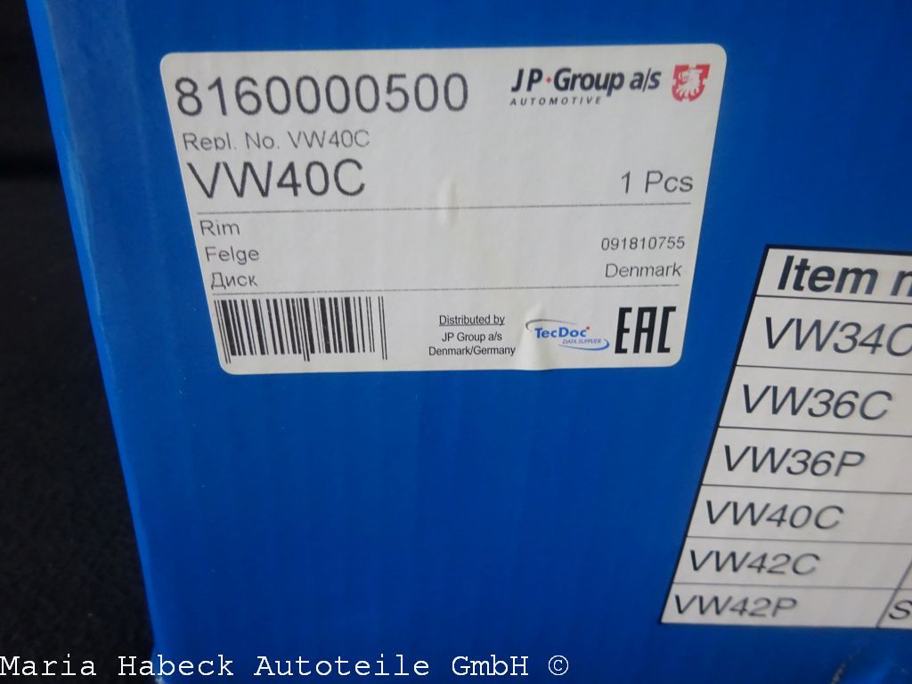 JP Steel Rim 356 4.5 X 15 5 Hole Chrome VW 40C VW 111601025F