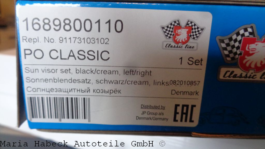 JP Sun visor SET  black / white 911 68-77  1689800110 JP Sun visor SET  black / white 911 68-77  1689800110