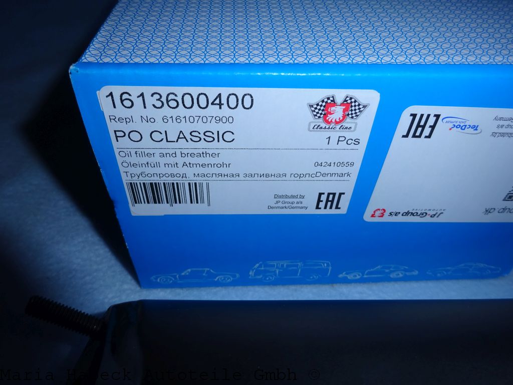 JP oil filler tank / breather steel Porsche 356 B/C 61610707900 JP oil filler tank / breather steel Porsche 356 B/C 61610707900