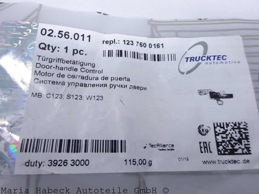 Trucktec  Chrom Türöffner links  innen Mercedes  W123 02.56.011    1237600161