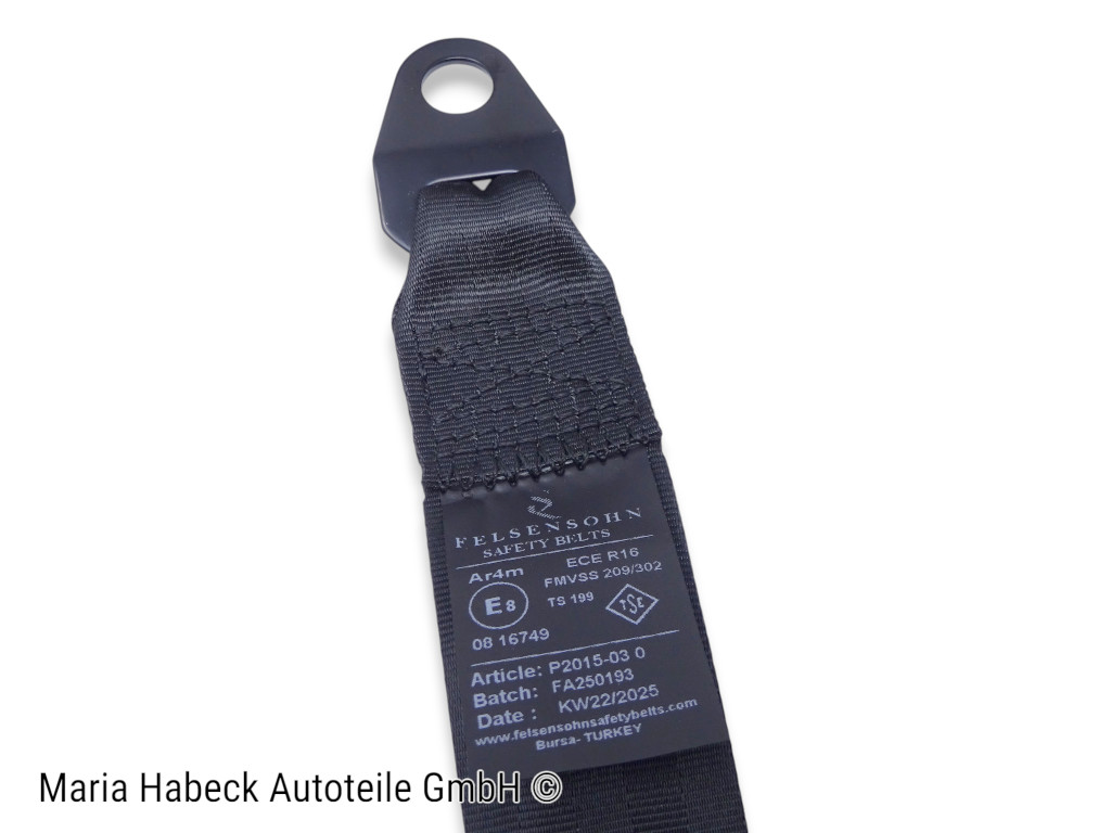 S.Trim 3-point safety belt with mounting bracket, black, Porsche 911