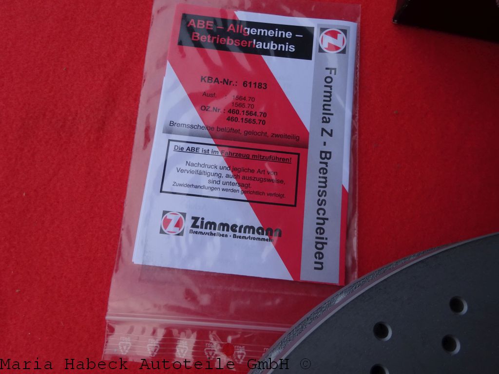 Zimmermann Bremsscheiben SET 993 Turbo/GT2 rechts VA Formula Z 460.1565.70/64.70 Zimmermann Bremsscheiben SET 993 Turbo/GT2 rechts VA Formula Z 460.1565.70/64.70
