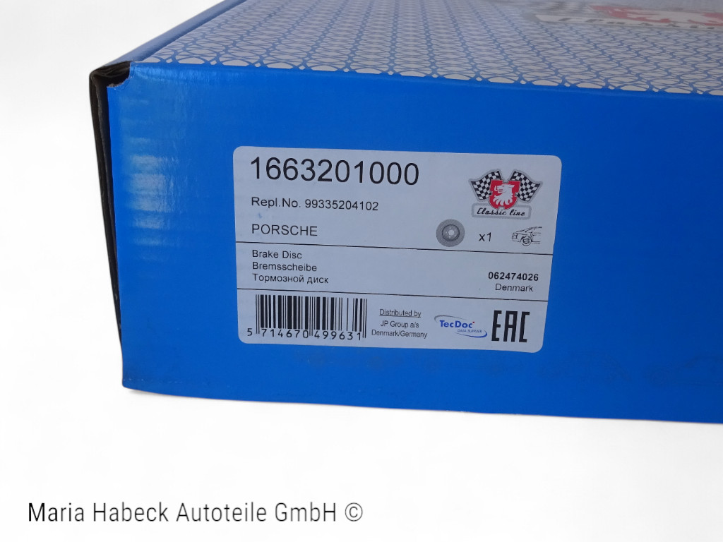 JP Brake disk rear axle left / right  for Porsche 993  1663201000  99335204102