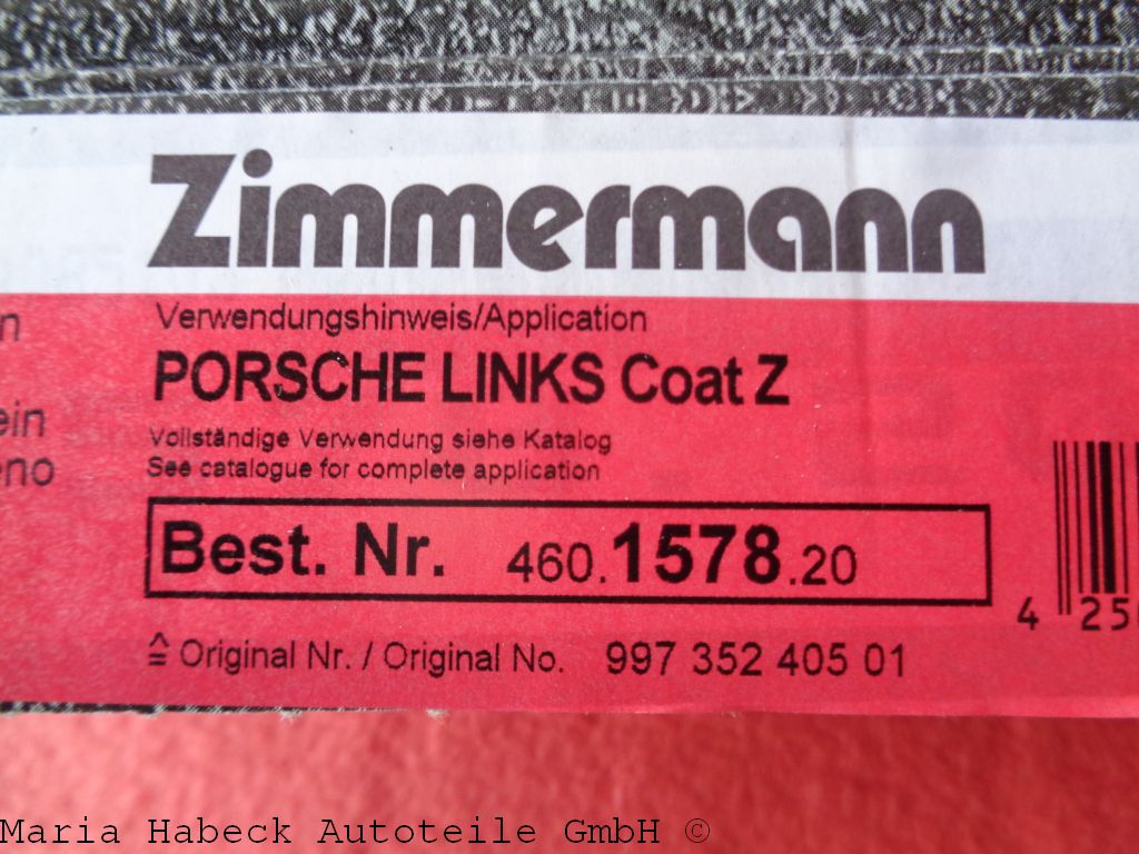 Zimmerm. Bremsscheibe hinten links 997  1578 Zimmerm. Bremsscheibe hinten links 997  1578