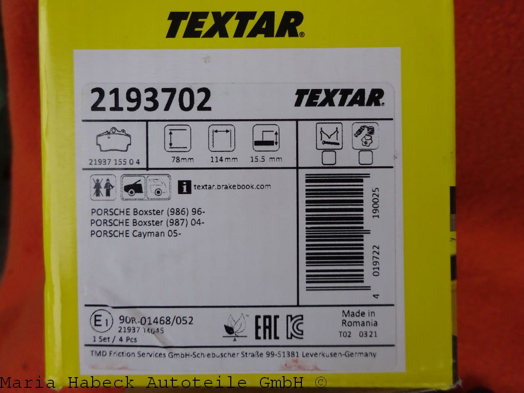 Textar Brake pad repair set front  2193702