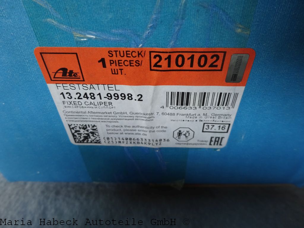 ATE brake caliper front right 911 2.2-2.7 year 68-75   13.2481-9998.2