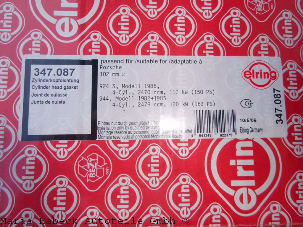 Elring  cylinder head gasket  Porsche 944 / 944 S 2.5  347.087  95110437402