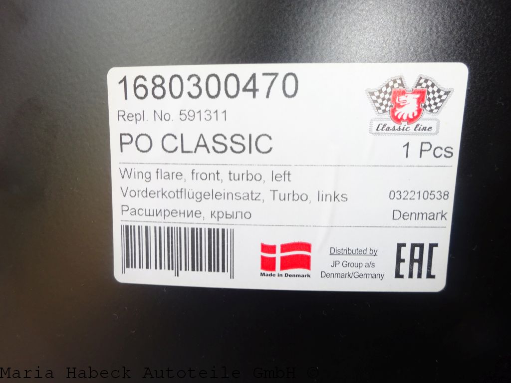 JP Turbo Kotflügel Verbreiterung vorne links  Porsche 911  591311  93050330700 JP Turbo Kotflügel Verbreiterung vorne links  Porsche 911  591311  93050330700