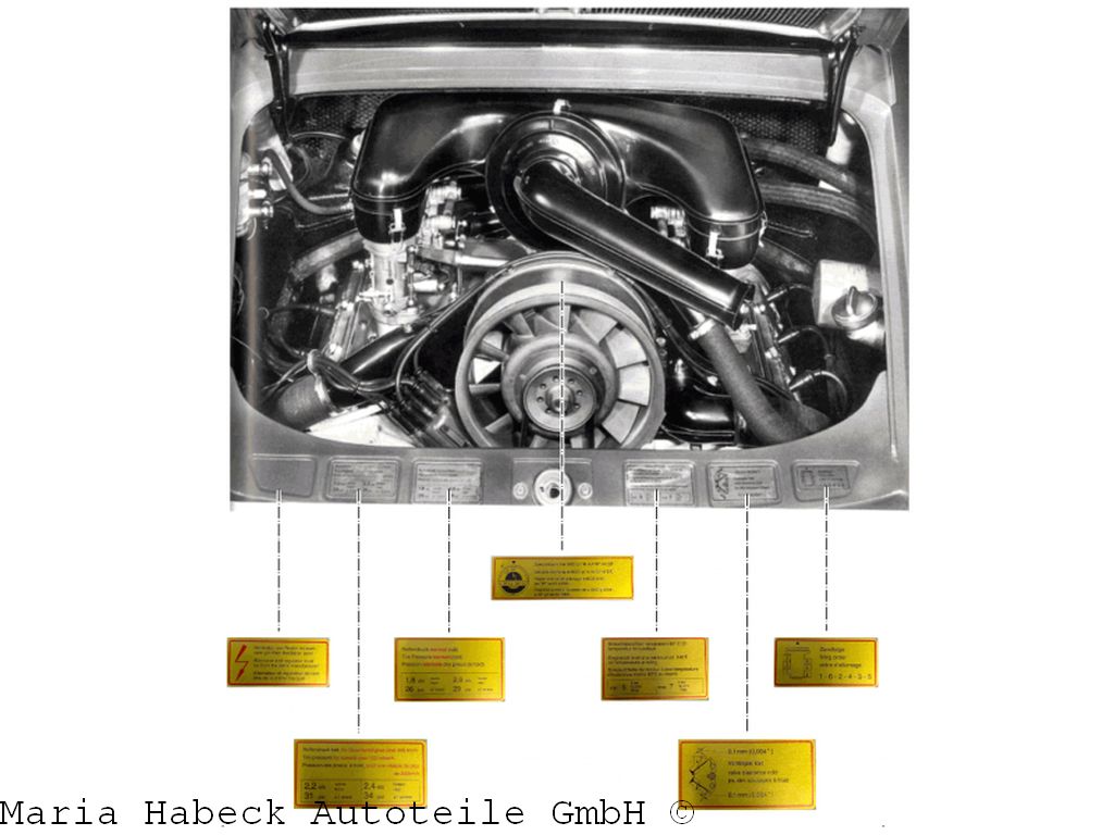 HT sticker set for engine compartment 65-68 7 pieces with red border HT sticker set for engine compartment 65-68 7 pieces with red border