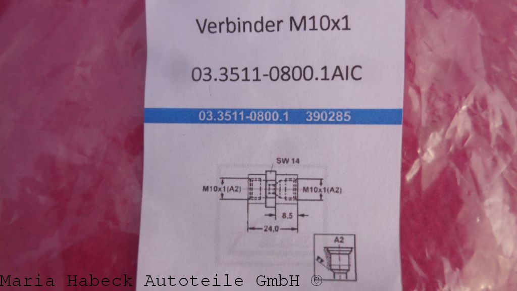 AIC Bremsleitungs-Verbindungsmuffe  M 10X1,0 AIC Bremsleitungs-Verbindungsmuffe  M 10X1,0